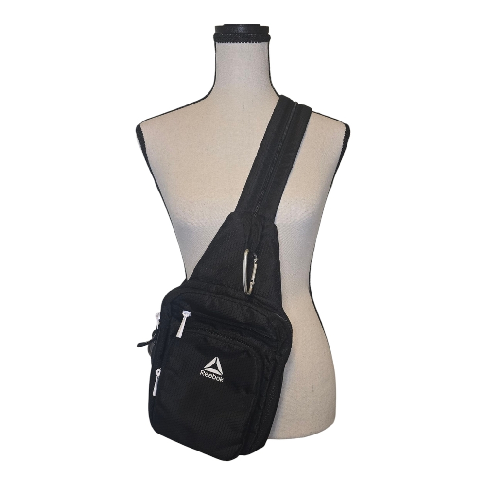 Reebok Black Sling Bag for Men Crossbody Unisex Travel Vacation Utility Sporty